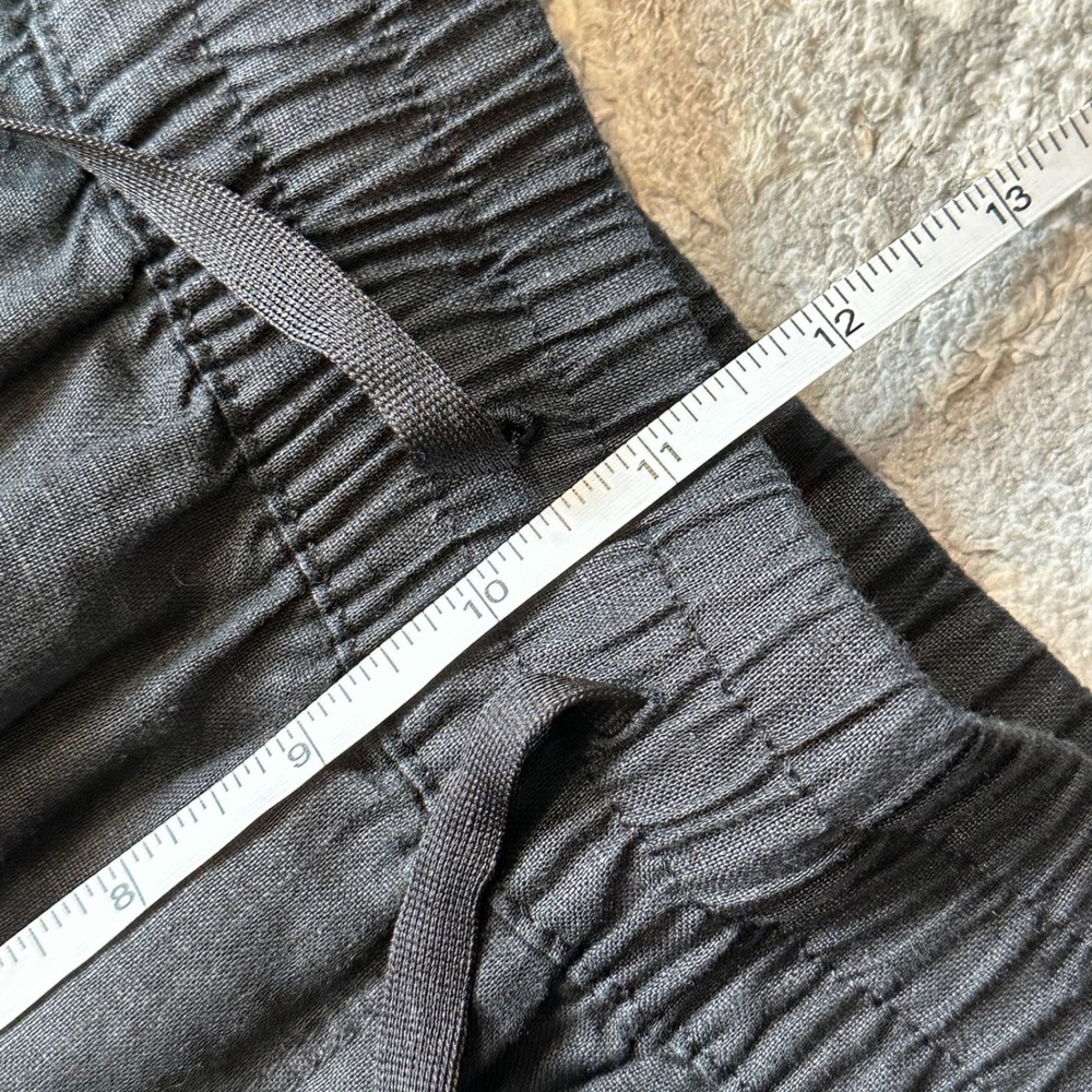 Athleta Cabo Linen Pant Black Straight Leg Drawstring Ankle Trousers M/P 851027 - Picture 7 of 11